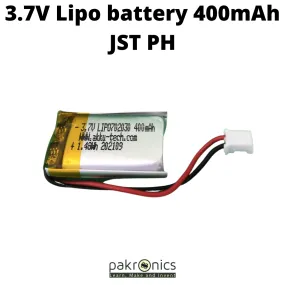 Polymer Lithium Ion Battery (LiPo) 3.7V 400mAh JST PH