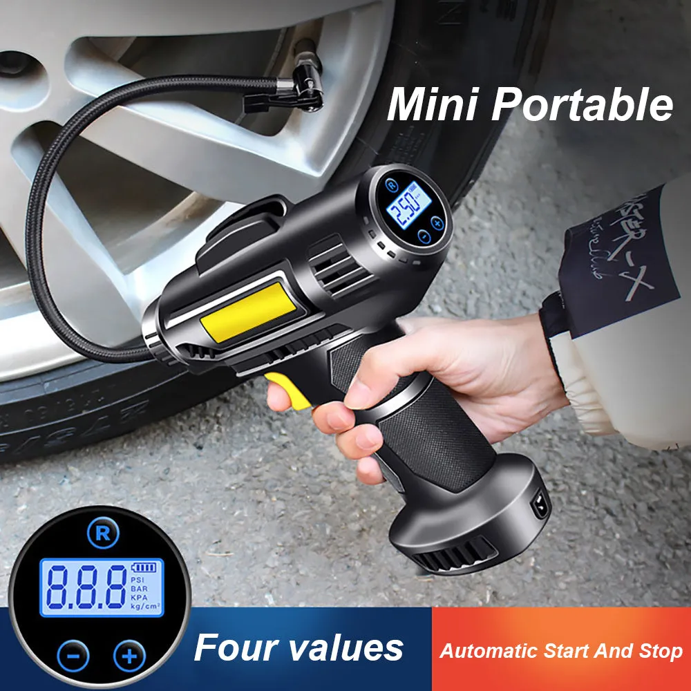 Portable 12V Tire Inflator Pump Air Compressor with LED Light