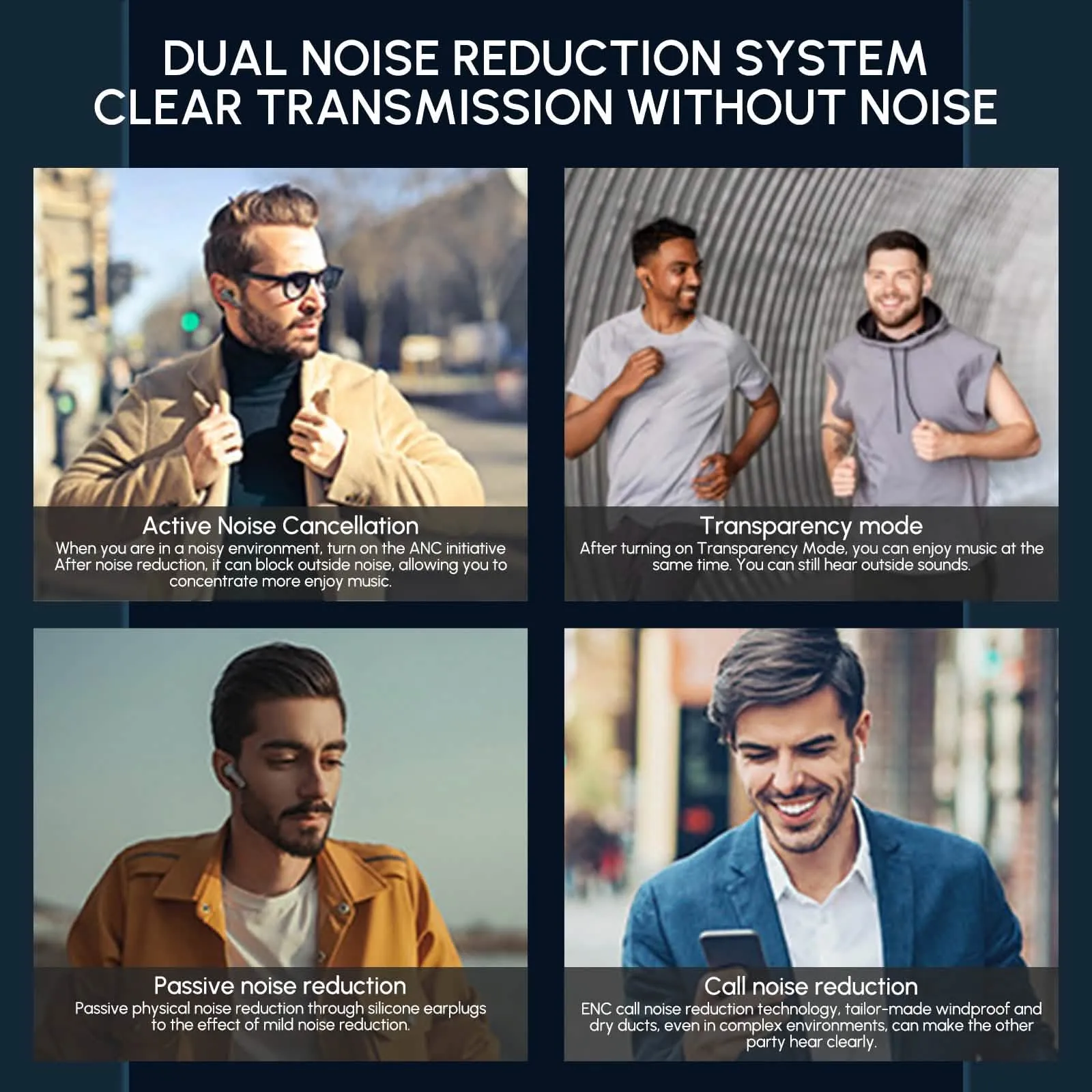 Premium Dual-Noise Cancelling True Wireless Earbuds with Bluetooth 5.3 and Extended Battery Life