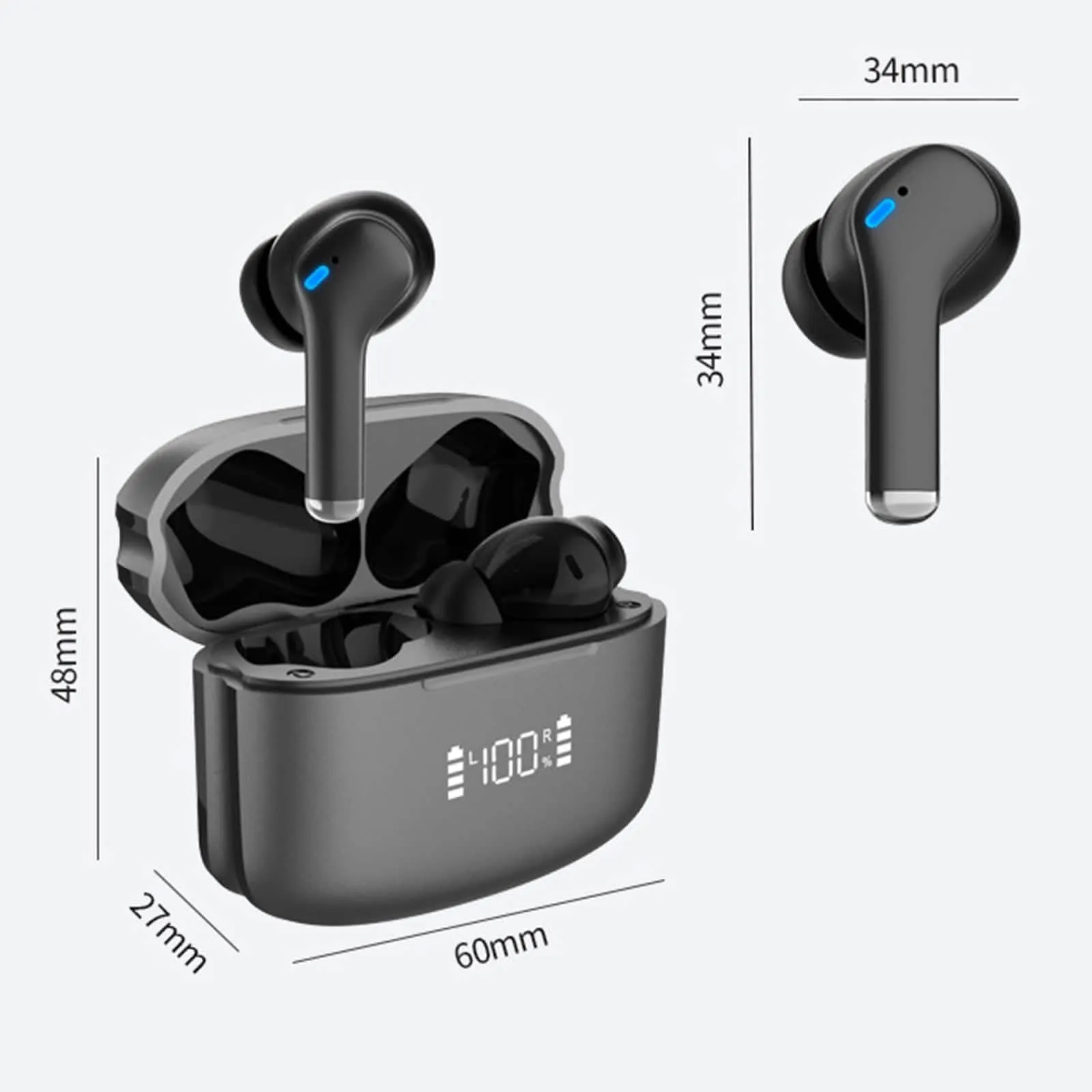 Premium Dual-Noise Cancelling True Wireless Earbuds with Bluetooth 5.3 and Extended Battery Life