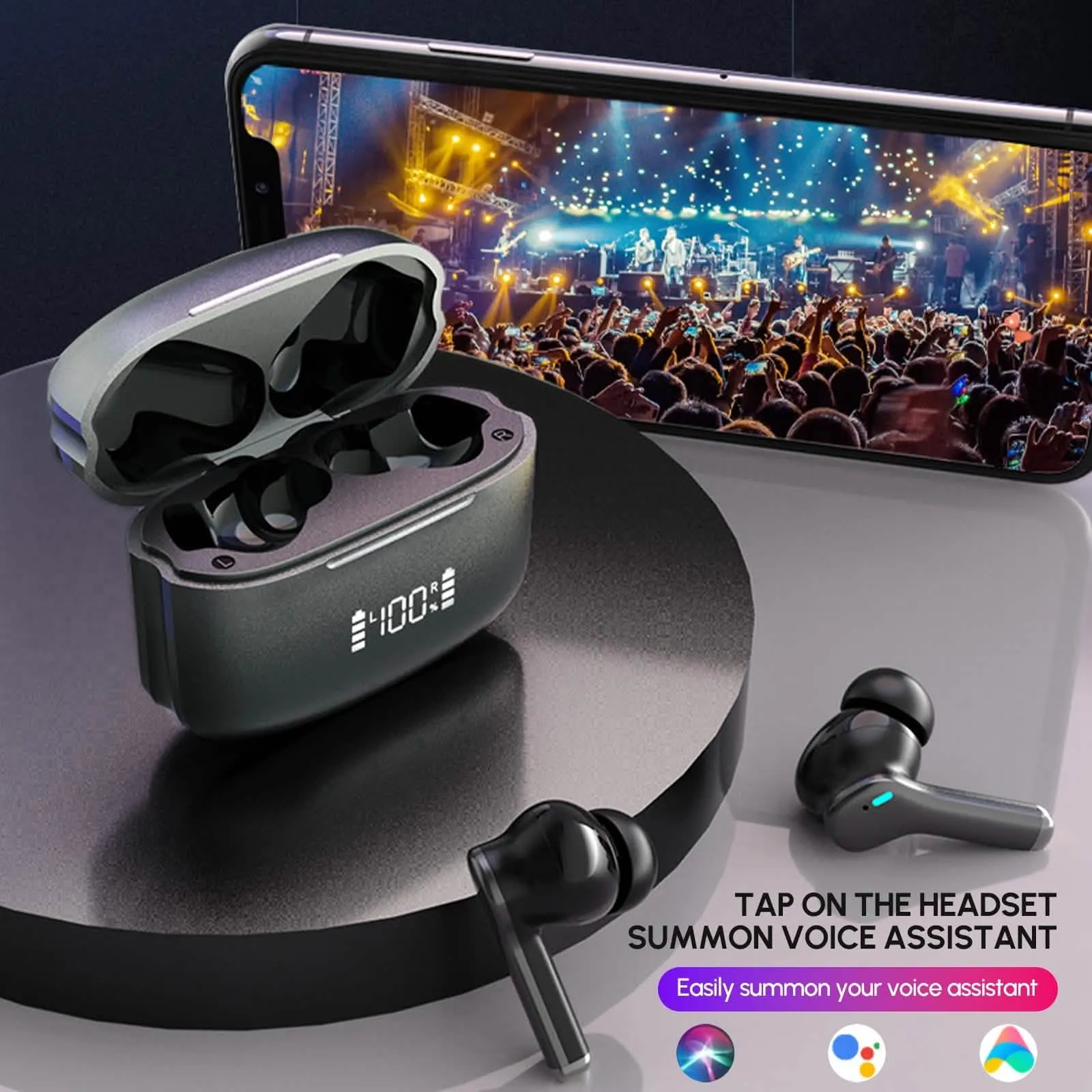 Premium Dual-Noise Cancelling True Wireless Earbuds with Bluetooth 5.3 and Extended Battery Life