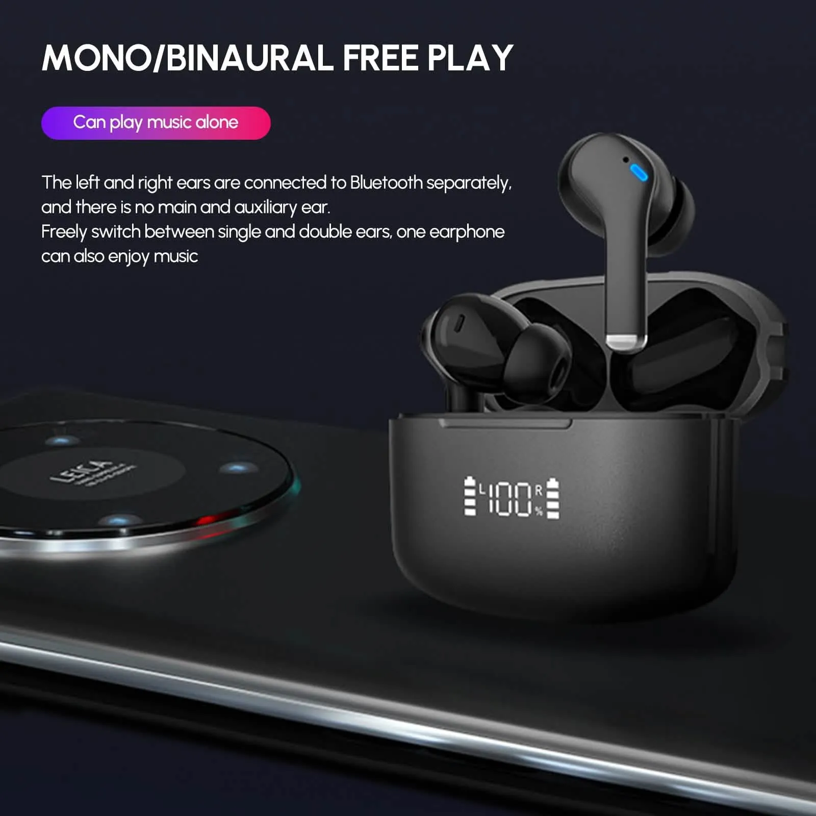 Premium Dual-Noise Cancelling True Wireless Earbuds with Bluetooth 5.3 and Extended Battery Life