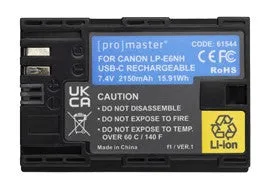 Promaster Li-ion Battery for Canon LP-E6NH with USB-C Charging