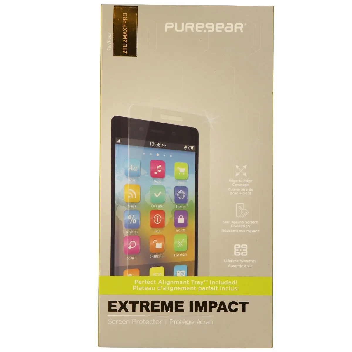 PureGear Extreme Impact Screen Protector with Alignment Tray for ZTE ZMAX Pro