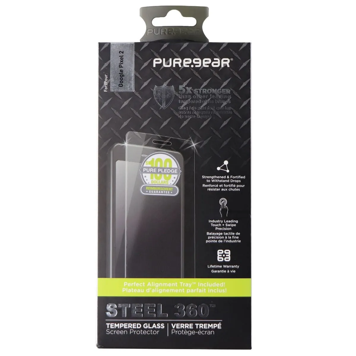 PureGear Steel 360 Tempered Glass Screen Protector for Google Pixel 2 - Clear