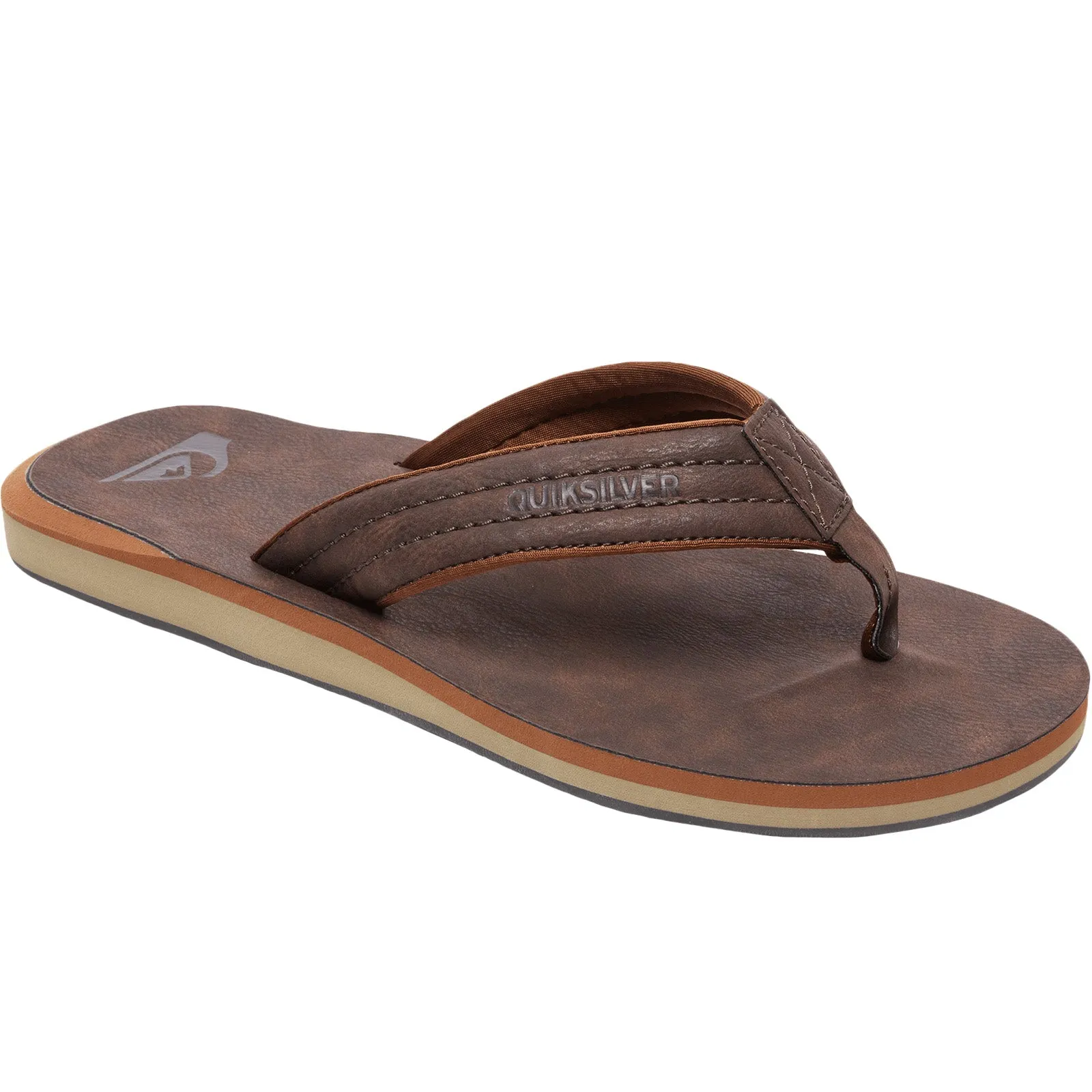 Quiksilver Mens Carver Faux Leather Flip Flops - Demitasse