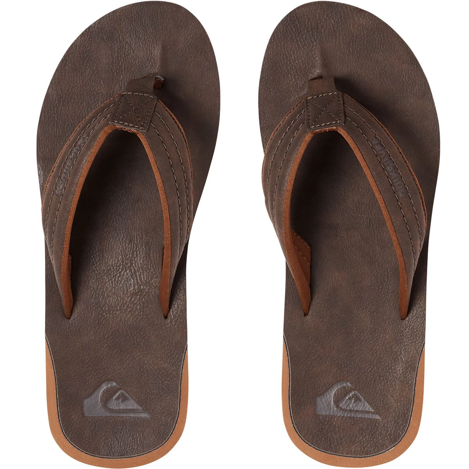 Quiksilver Mens Carver Faux Leather Flip Flops - Demitasse