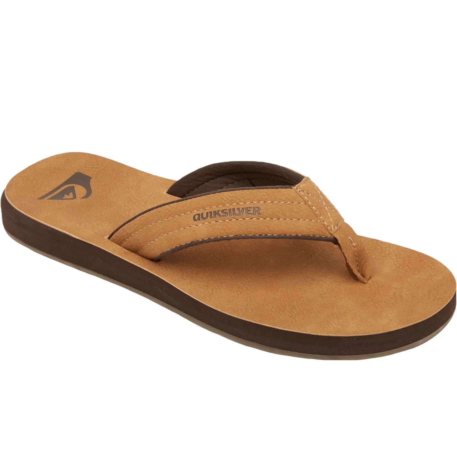 Quiksilver Mens Carver Faux Leather Flip Flops - Tan