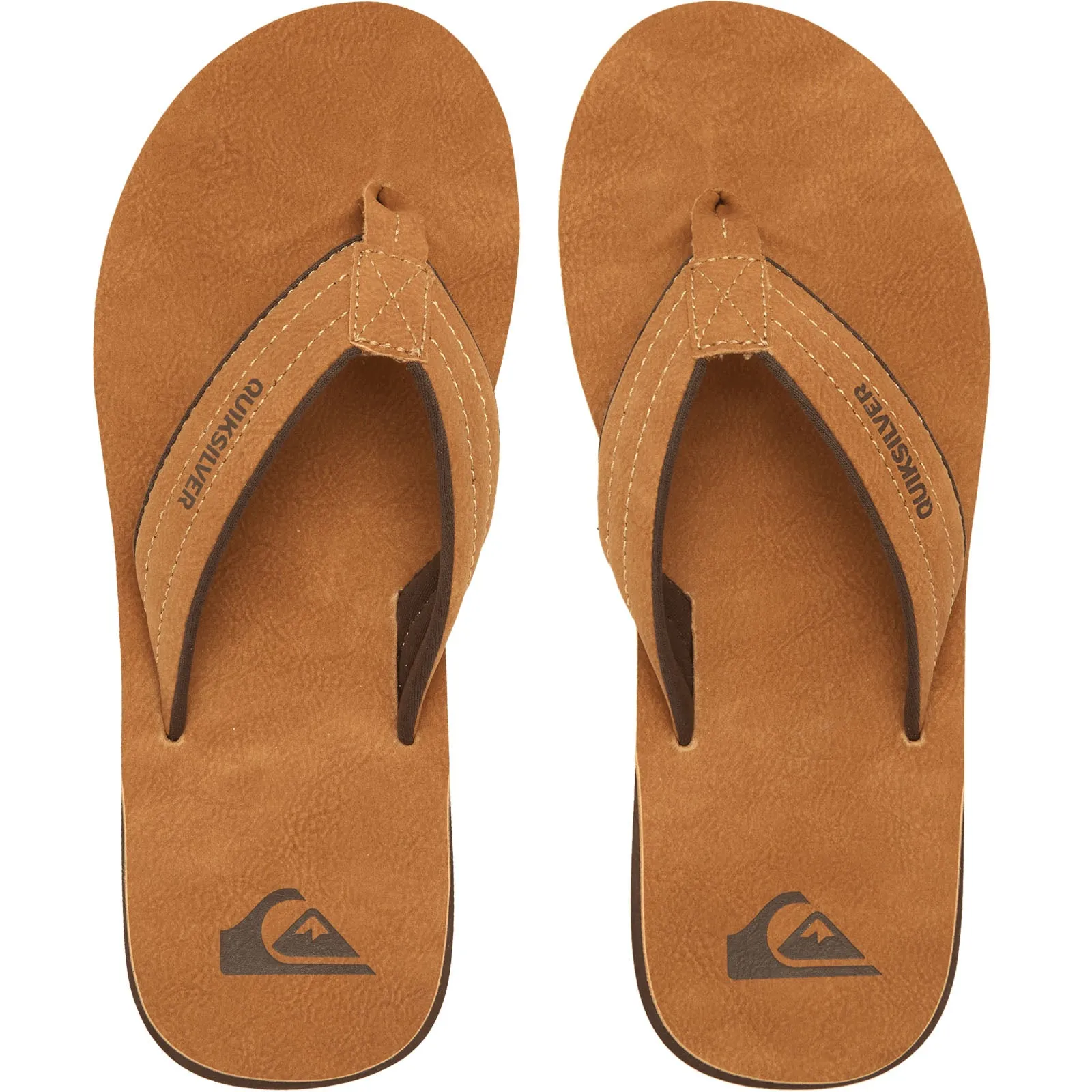 Quiksilver Mens Carver Faux Leather Flip Flops - Tan