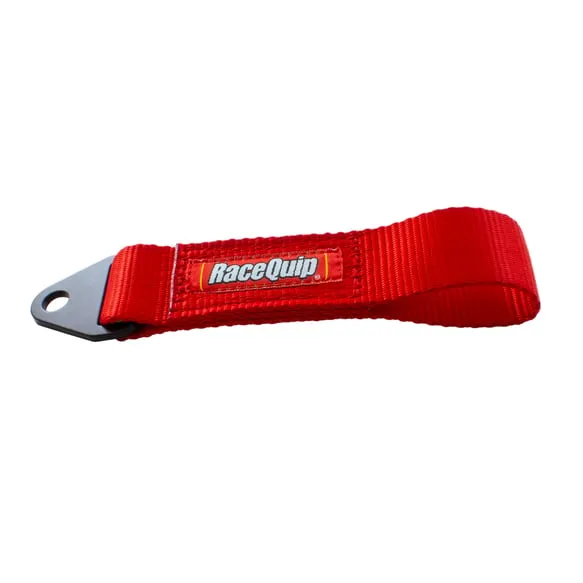 RaceQuip Tow Hook Strap w/ Soft Eye Loop End - Red - 10 in. Long - 896146