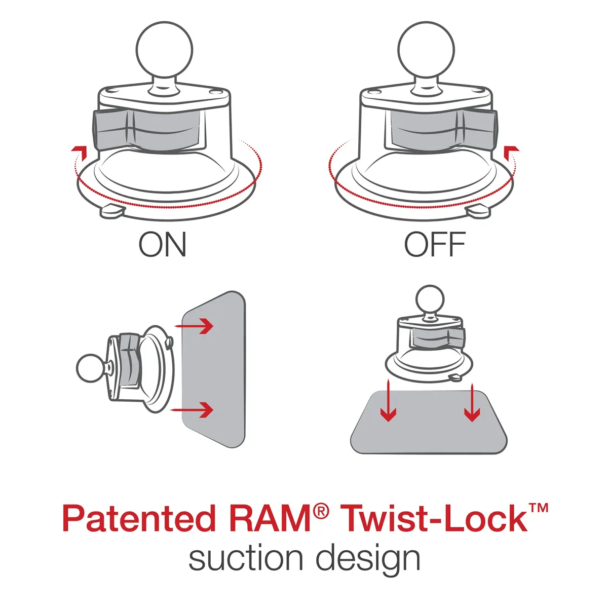 RAM Twist-Lock Suction Cup Base with Ball