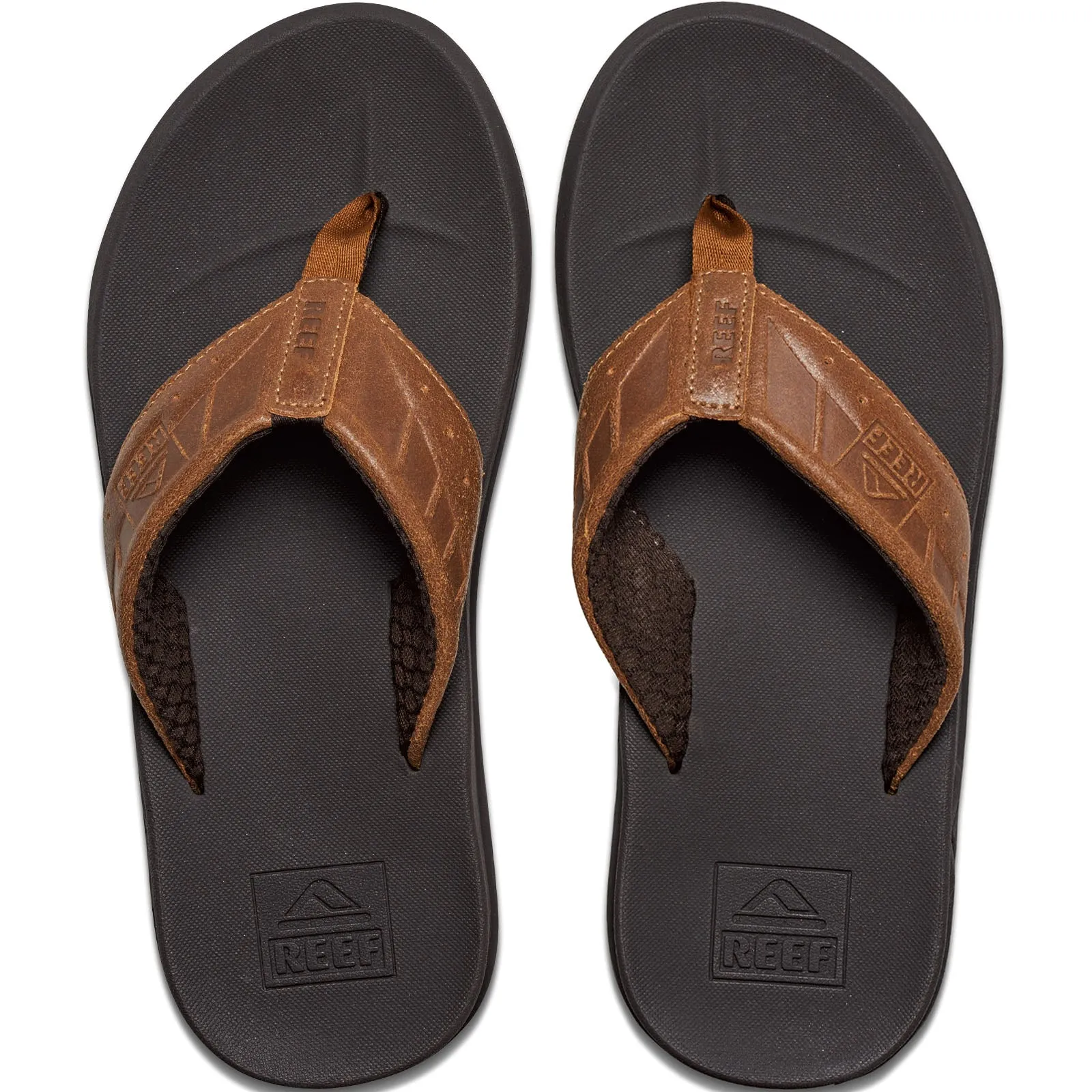 Reef Mens Phantom Leather Flip Flops - Brown/Tan