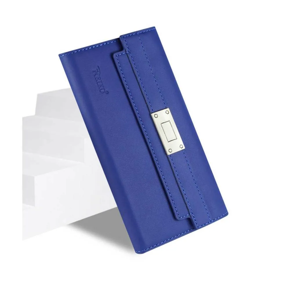 Reiko Samsung Galaxy Note 5 Genuine Leather Flip Wallet Case Ultramarine