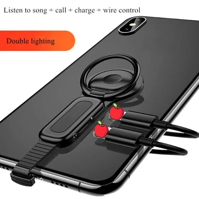 Ring Holder 2 in 1 For iPhone Aux Cable Converter