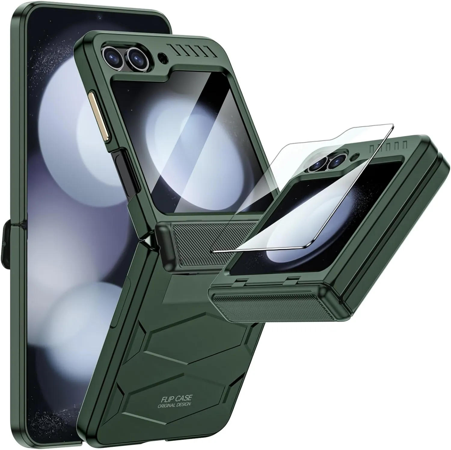 Samsung Galaxy Z Flip 5 Case Built-in Screen Protection HD Clearly All-Inclusive Silicone Shockproof Case