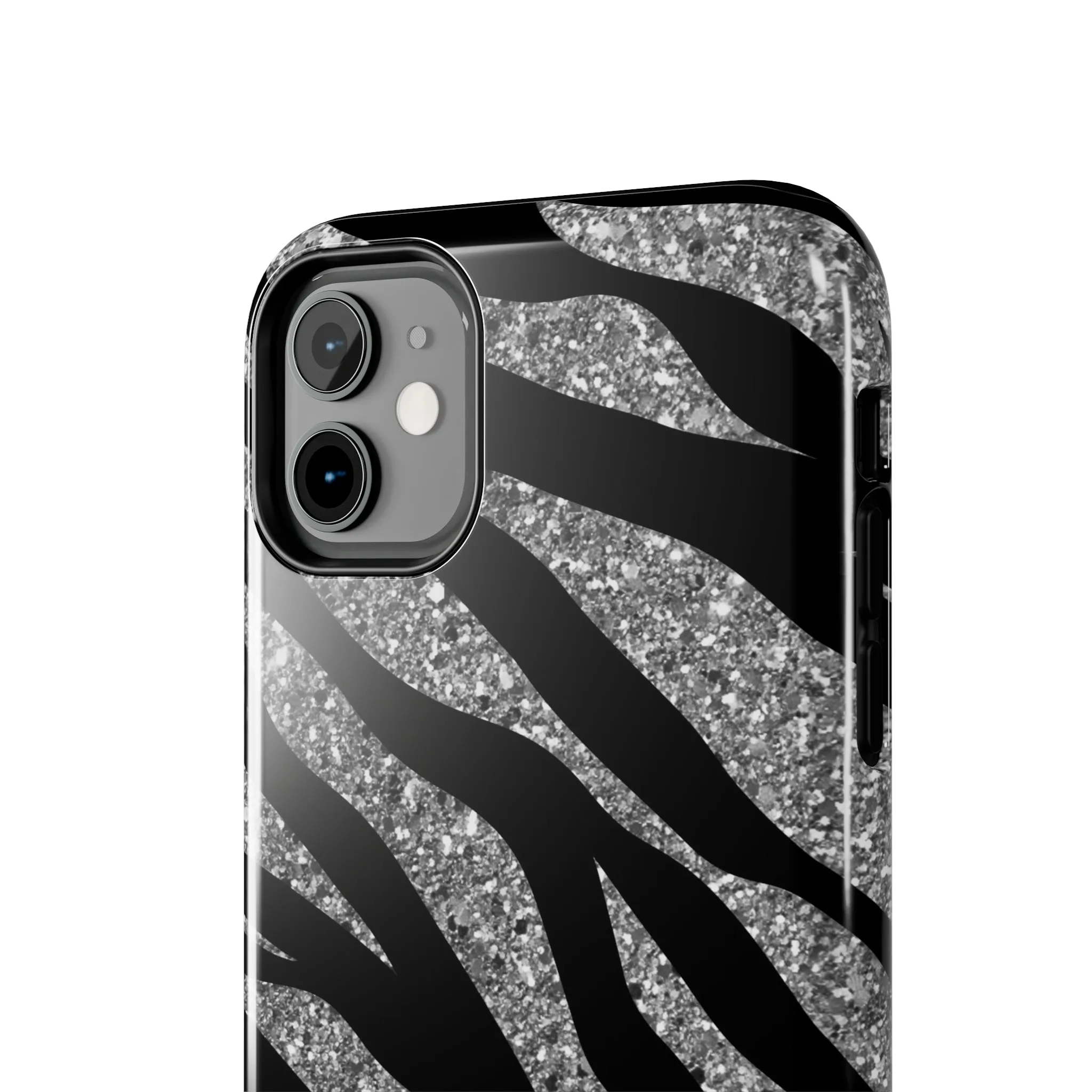 Silver and Black Zebra Print Design  Phone Case- Lightweight, Impact Resistant Cover for iPhone 6, 6s, 12, 13, 14, 15