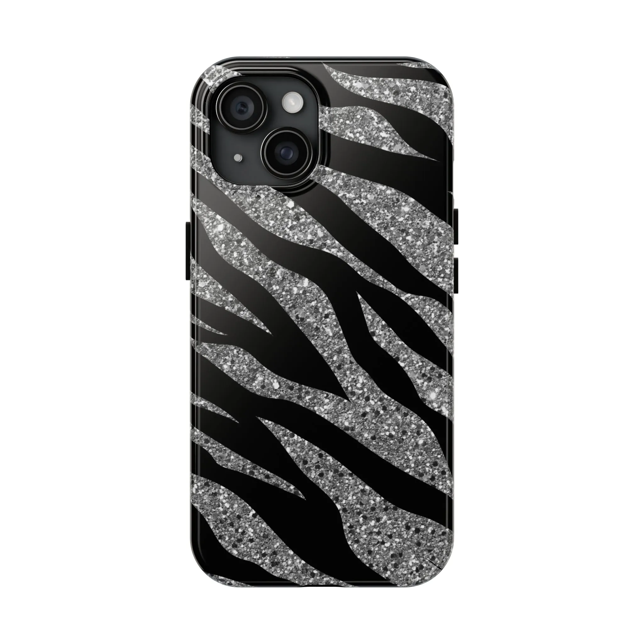 Silver and Black Zebra Print Design  Phone Case- Lightweight, Impact Resistant Cover for iPhone 6, 6s, 12, 13, 14, 15