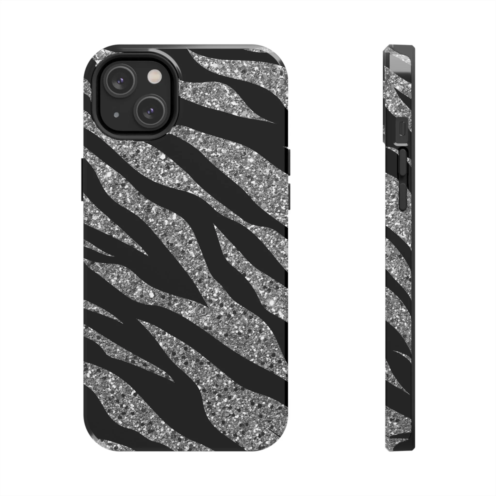 Silver and Black Zebra Print Design  Phone Case- Lightweight, Impact Resistant Cover for iPhone 6, 6s, 12, 13, 14, 15