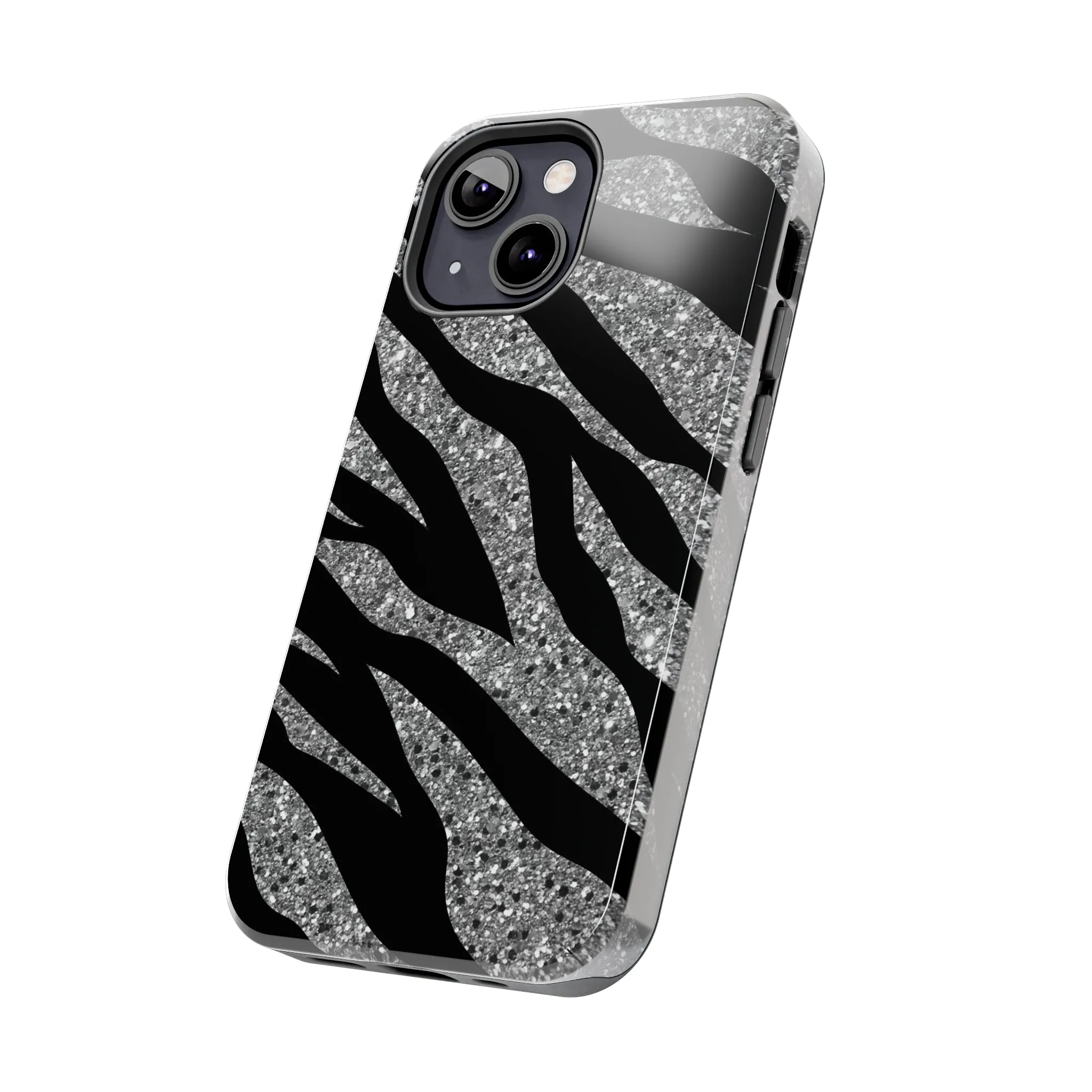 Silver and Black Zebra Print Design  Phone Case- Lightweight, Impact Resistant Cover for iPhone 6, 6s, 12, 13, 14, 15