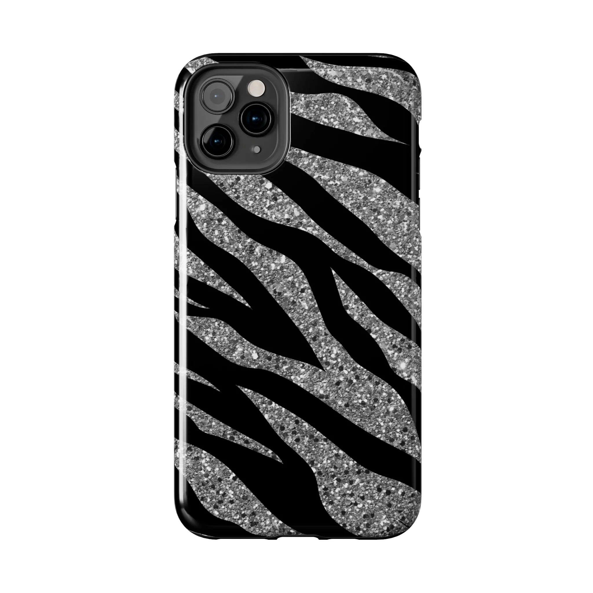 Silver and Black Zebra Print Design  Phone Case- Lightweight, Impact Resistant Cover for iPhone 6, 6s, 12, 13, 14, 15