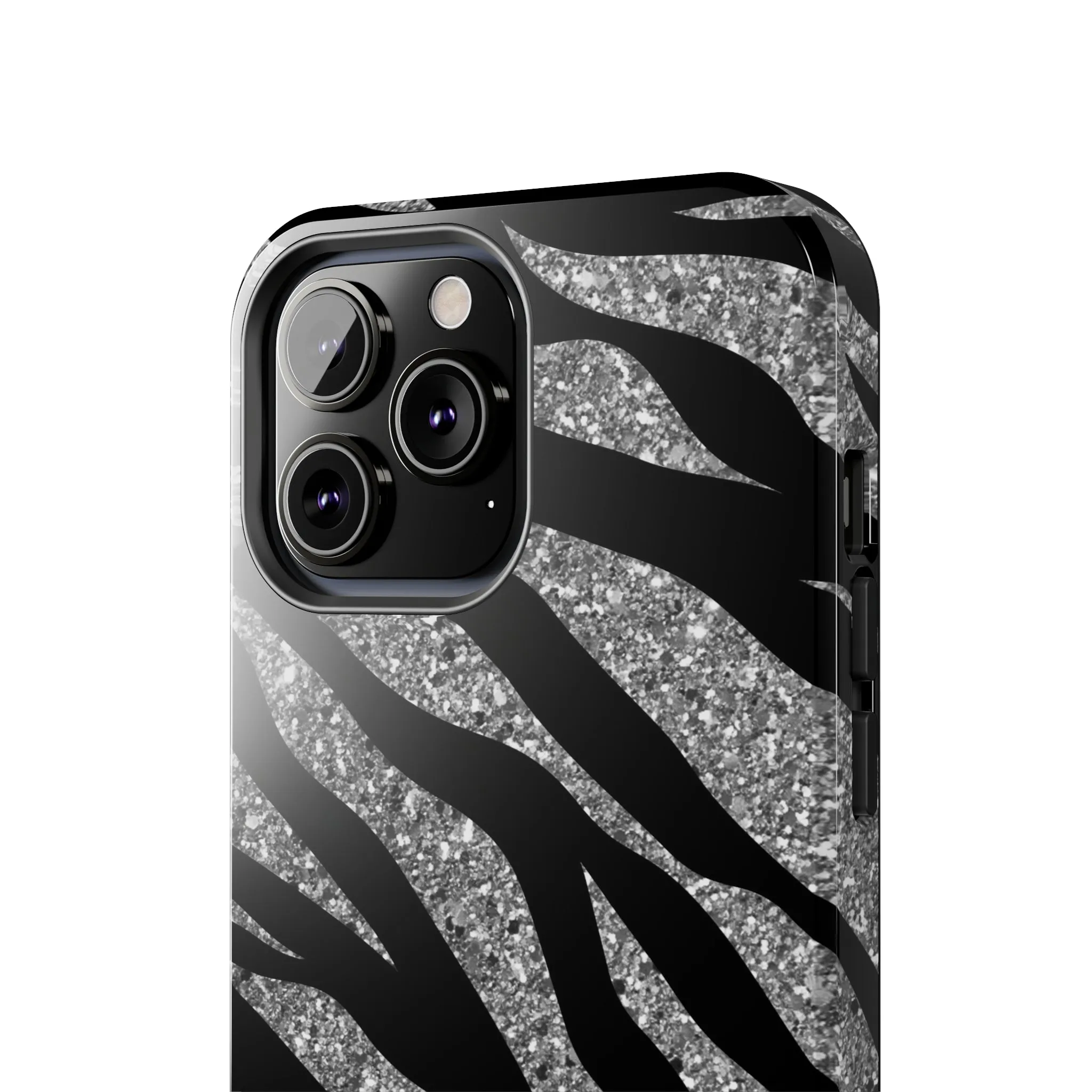 Silver and Black Zebra Print Design  Phone Case- Lightweight, Impact Resistant Cover for iPhone 6, 6s, 12, 13, 14, 15