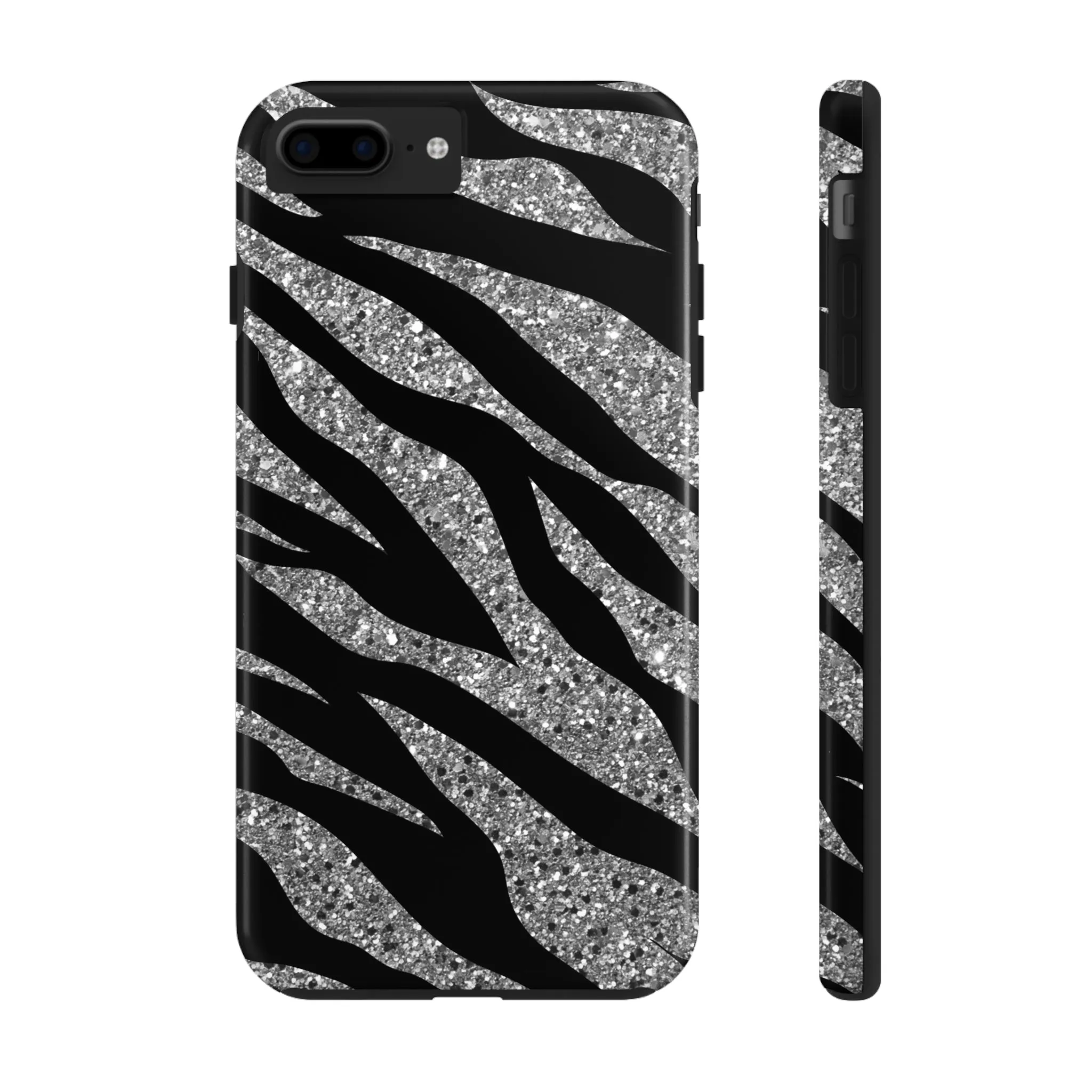 Silver and Black Zebra Print Design  Phone Case- Lightweight, Impact Resistant Cover for iPhone 6, 6s, 12, 13, 14, 15