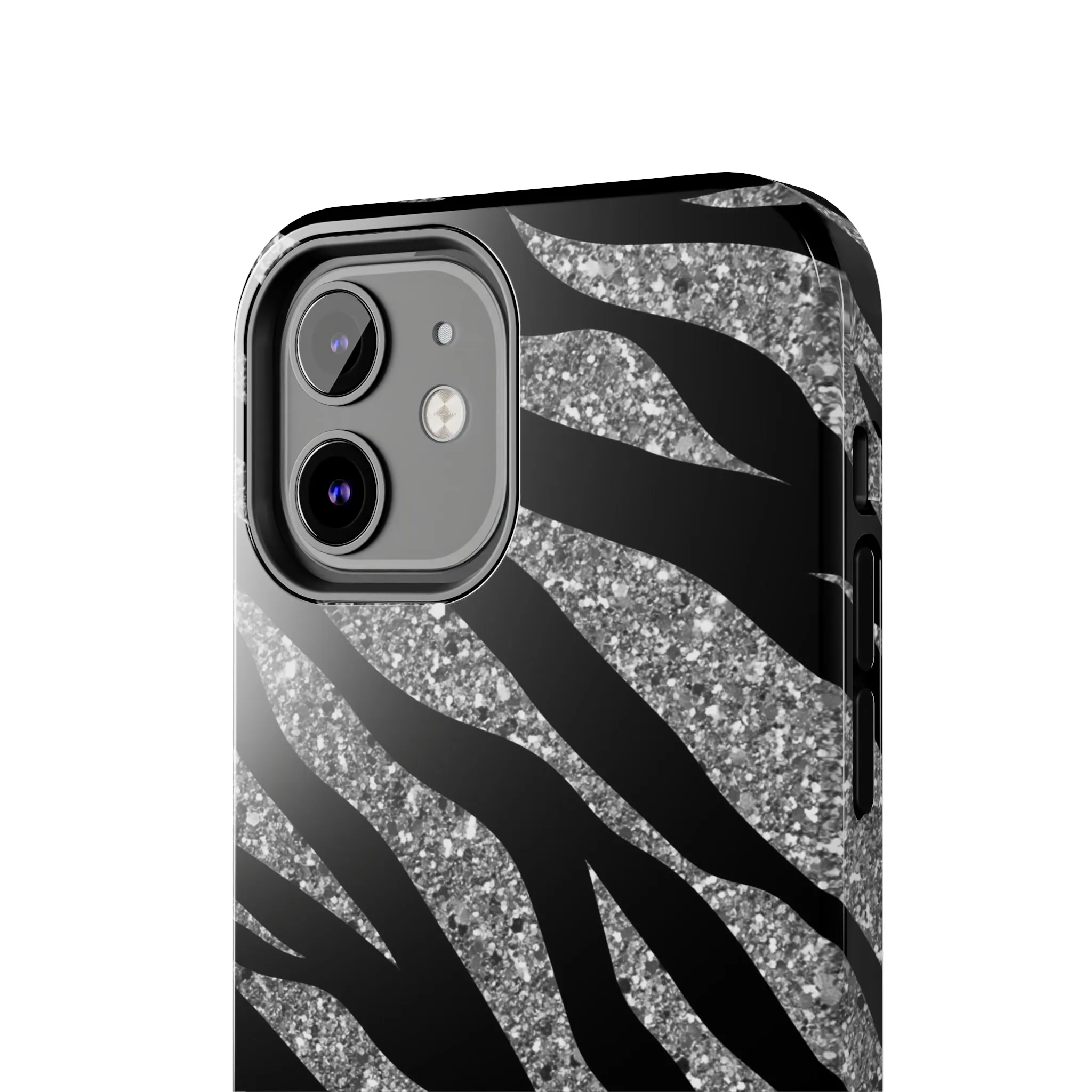 Silver and Black Zebra Print Design  Phone Case- Lightweight, Impact Resistant Cover for iPhone 6, 6s, 12, 13, 14, 15