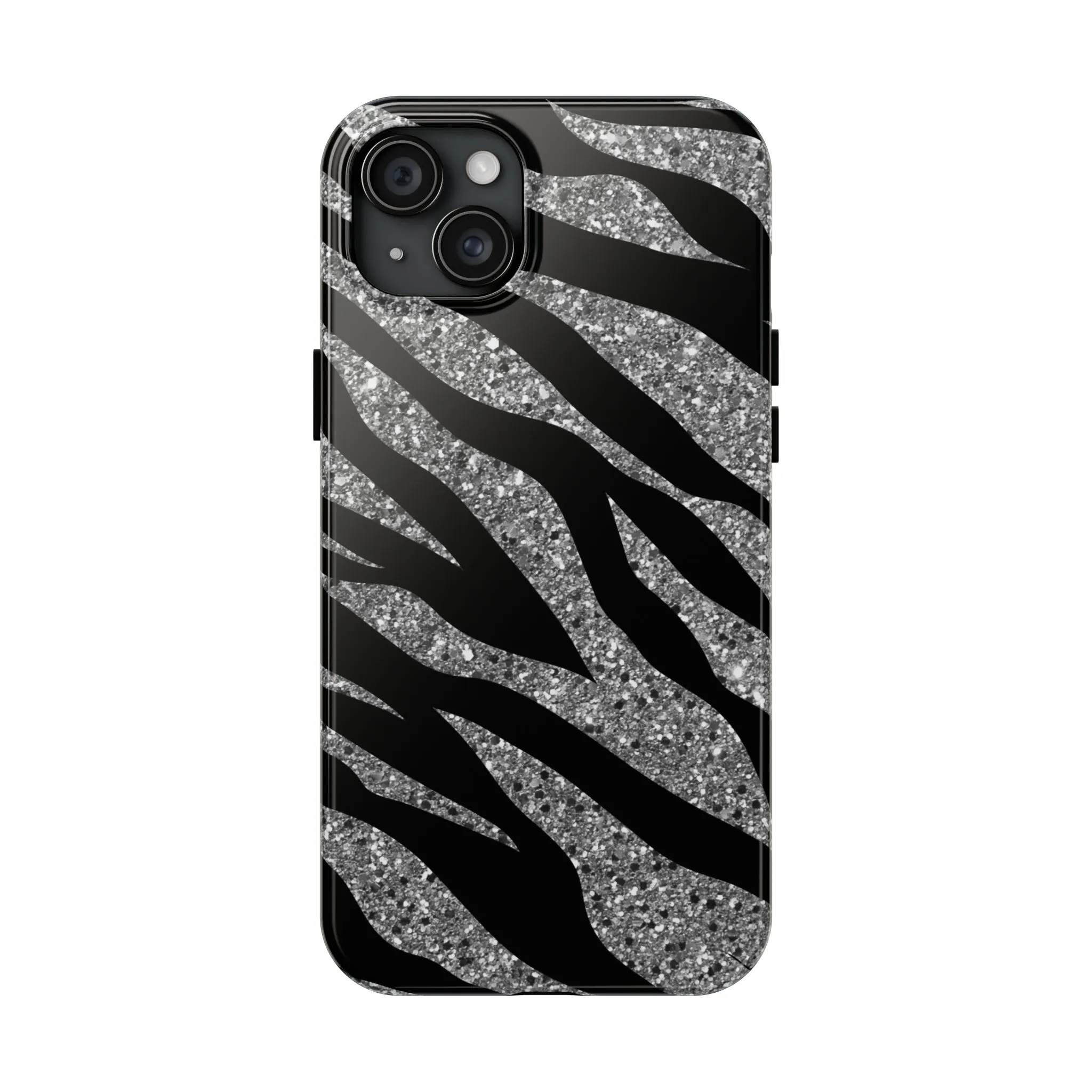 Silver and Black Zebra Print Design  Phone Case- Lightweight, Impact Resistant Cover for iPhone 6, 6s, 12, 13, 14, 15