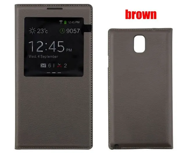 Smart Touch View Sleep Wake Up Function With Chip Original Leather Case Flip Cover For Samsung Galaxy Note 3 Note3 N9000 N9005