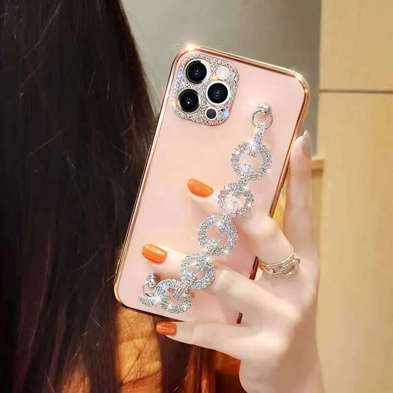 Sparkle and Protect Your iPhone with our Luxury Glitter Diamond Wrist Chain Phone Case