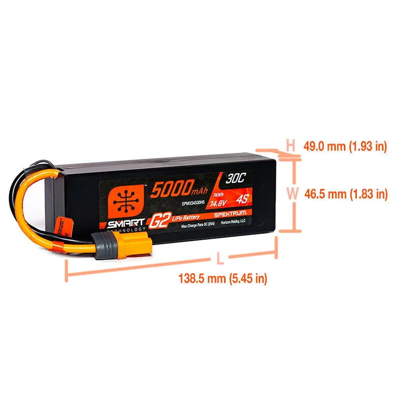 SPMX54S30H5 5000mAh 4S 14.8V Smart G2 LiPo 30C Hard Case; IC5