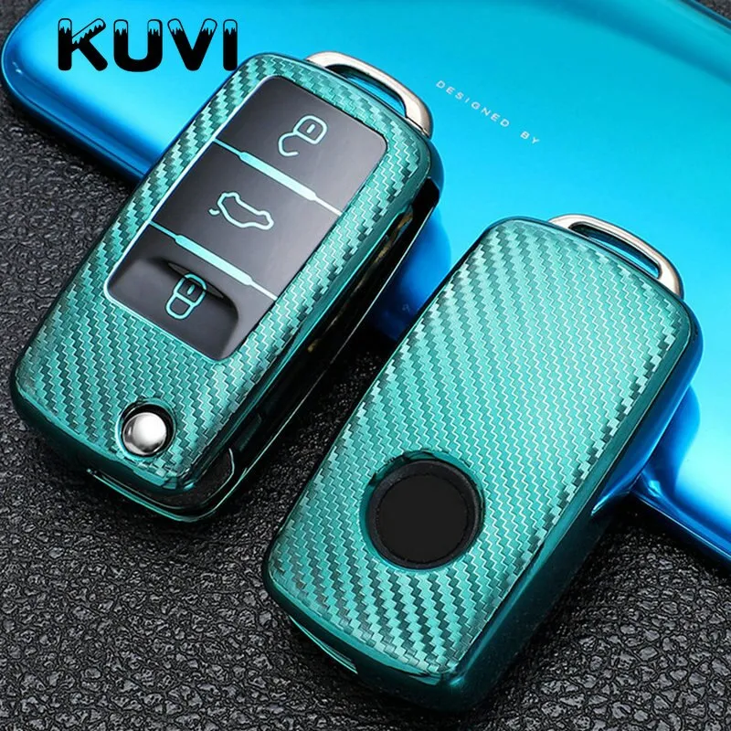 Tpu Carbon Filber Car Key Case Cover For  Polo Tiguan Passat B5 B6 B7 Golf 4 5 6 MK6 Jetta Lavida For Skoda Octavia