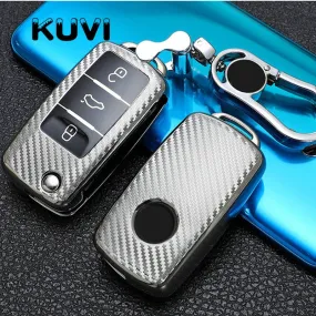 Tpu Carbon Filber Car Key Case Cover For  Polo Tiguan Passat B5 B6 B7 Golf 4 5 6 MK6 Jetta Lavida For Skoda Octavia