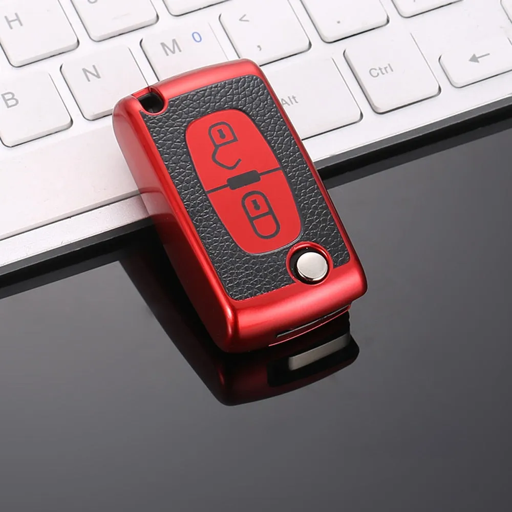 TPU Leather 2/3 Buttons Car Remote Key Case Cover for Citroen C2 C3 C4 C5 C6 C8 for Peugeot 107 207 307 307S 308 407 607