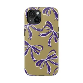 Trendy Bow Phone Case, Bed Party Bow Iphone case, Bow Phone Case, College Case, Bow Gifts - James Madison - JMU Dukes - Purple and Gold