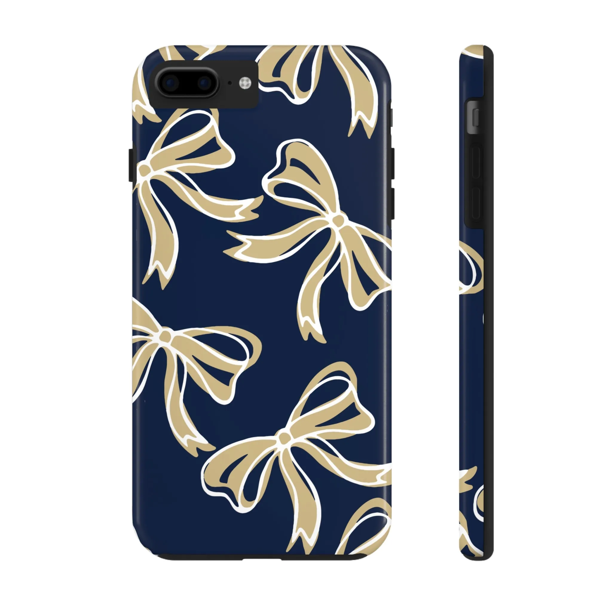 Trendy Bow Phone Case, Bed Party Bow Iphone case, Bow Phone Case, College Case, Bow Gifts, Navy and Gold, GW University, Bow Aesthetic