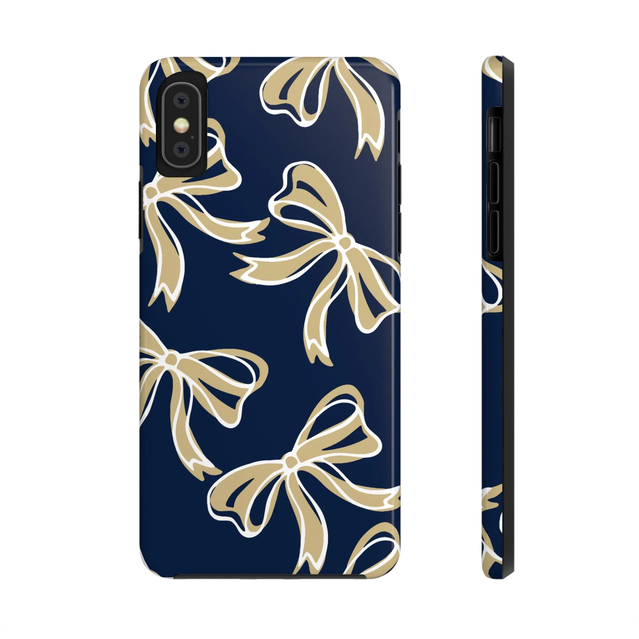 Trendy Bow Phone Case, Bed Party Bow Iphone case, Bow Phone Case, College Case, Bow Gifts, Navy and Gold, GW University, Bow Aesthetic