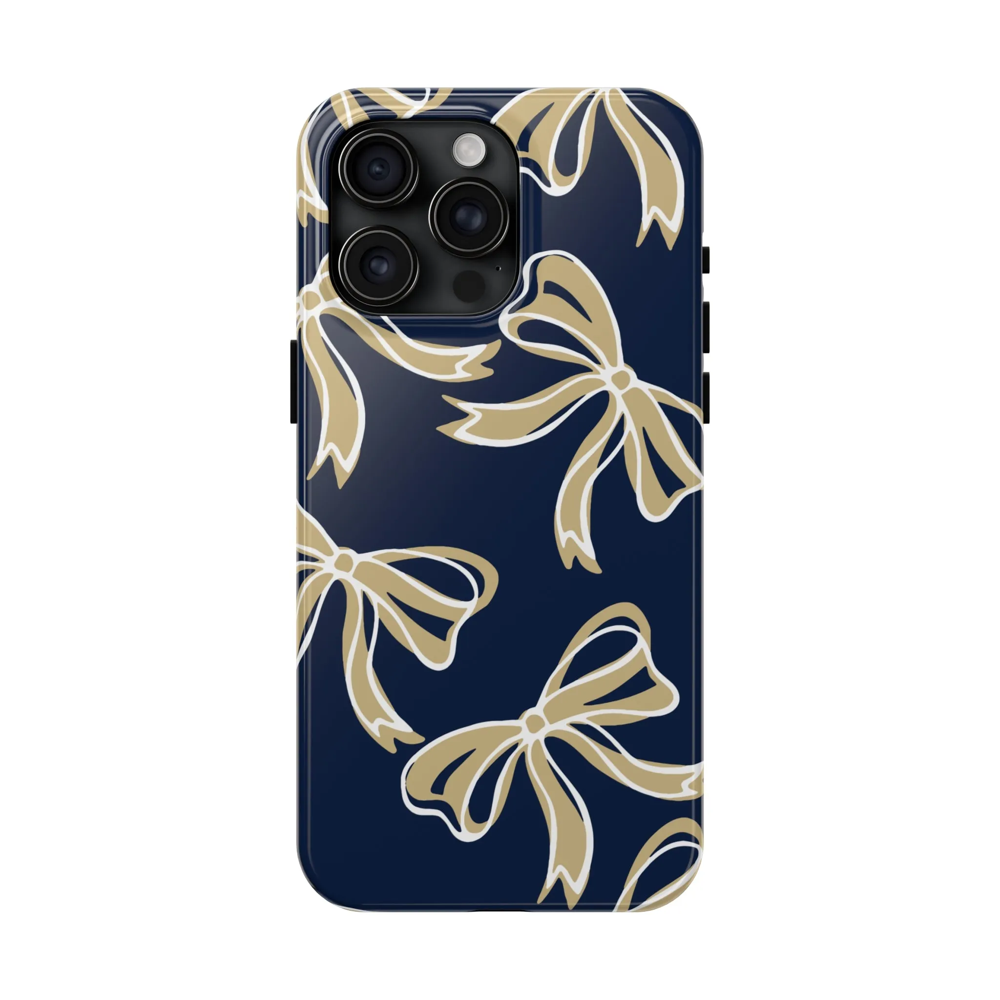 Trendy Bow Phone Case, Bed Party Bow Iphone case, Bow Phone Case, College Case, Bow Gifts, Navy and Gold, GW University, Bow Aesthetic