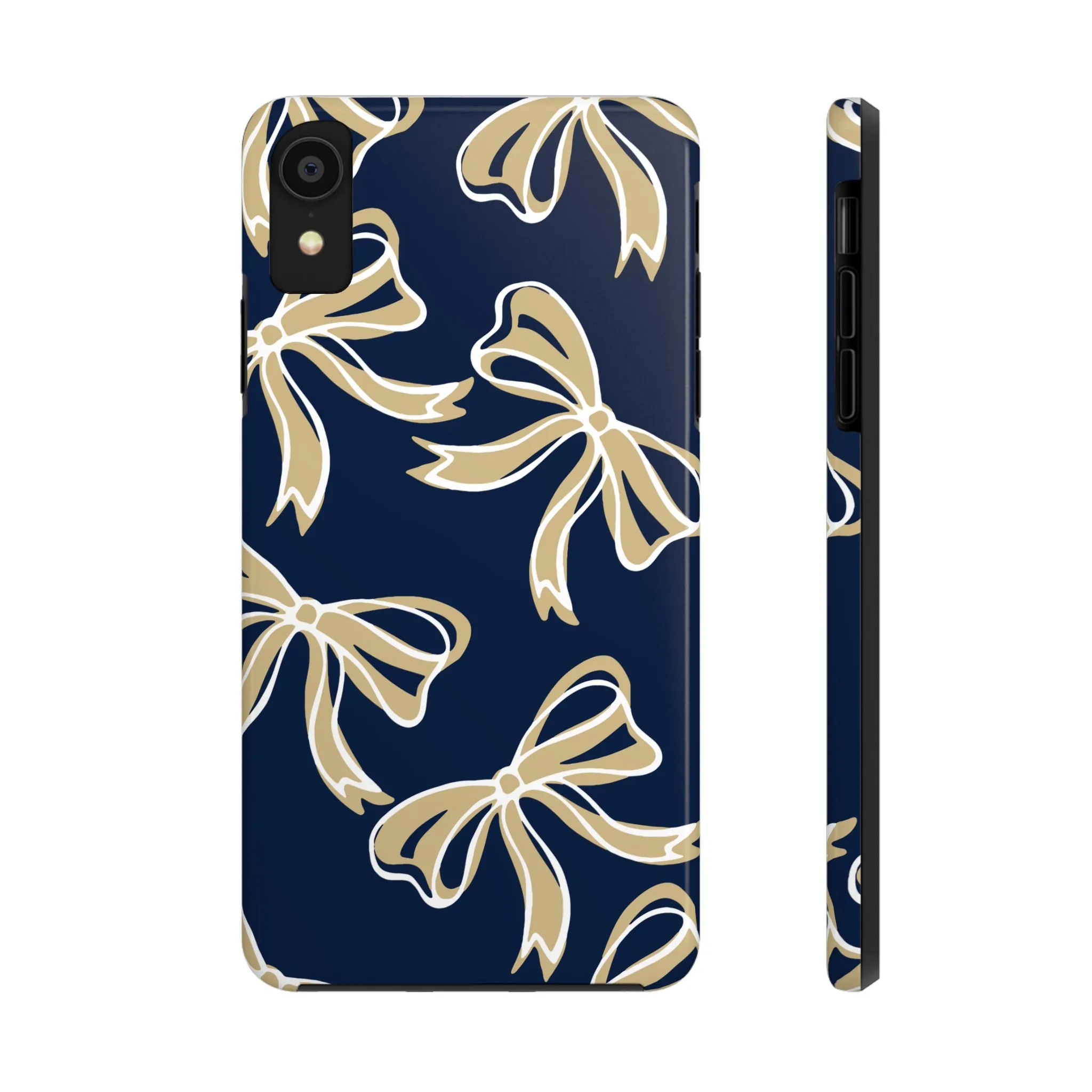 Trendy Bow Phone Case, Bed Party Bow Iphone case, Bow Phone Case, College Case, Bow Gifts, Navy and Gold, GW University, Bow Aesthetic