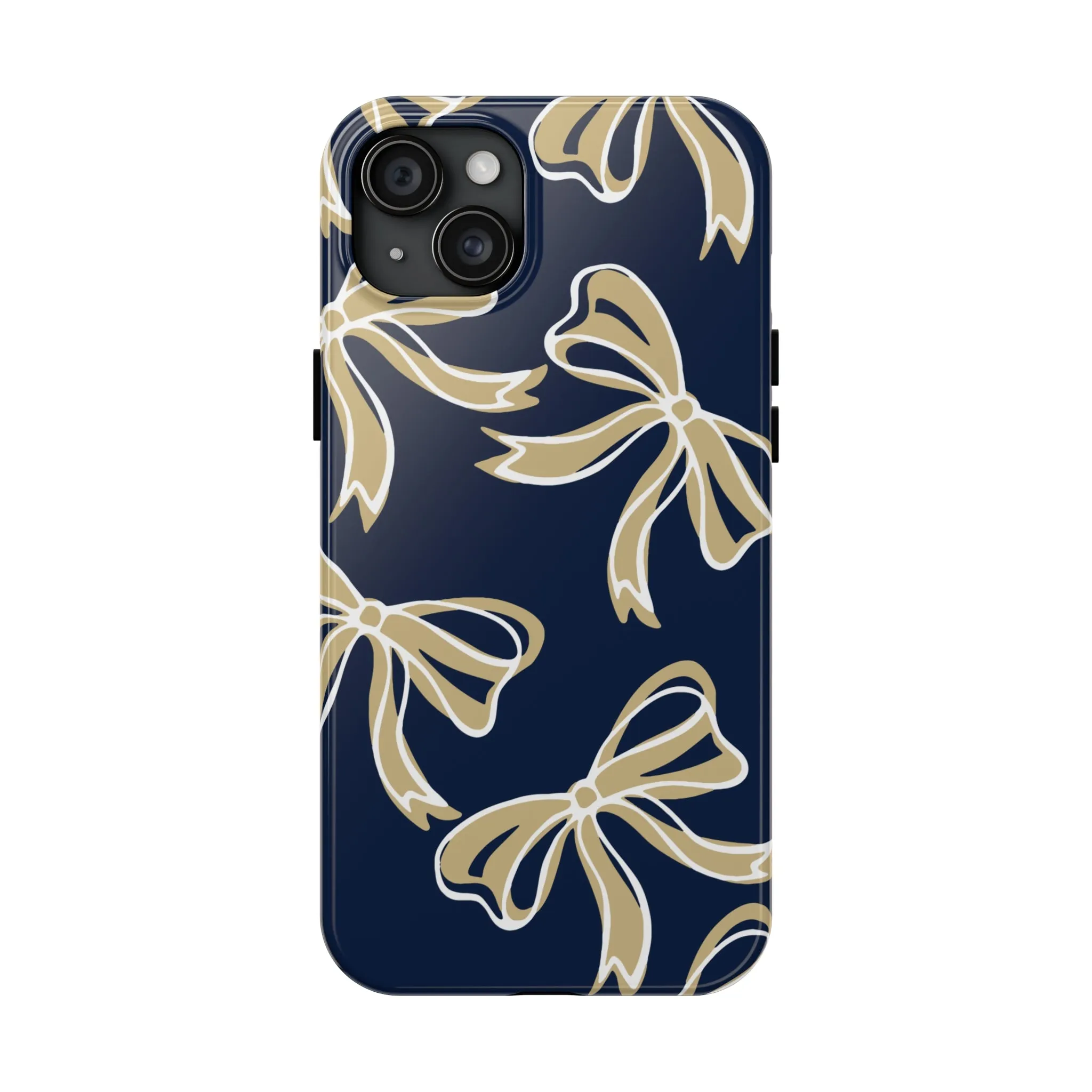 Trendy Bow Phone Case, Bed Party Bow Iphone case, Bow Phone Case, College Case, Bow Gifts, Navy and Gold, GW University, Bow Aesthetic