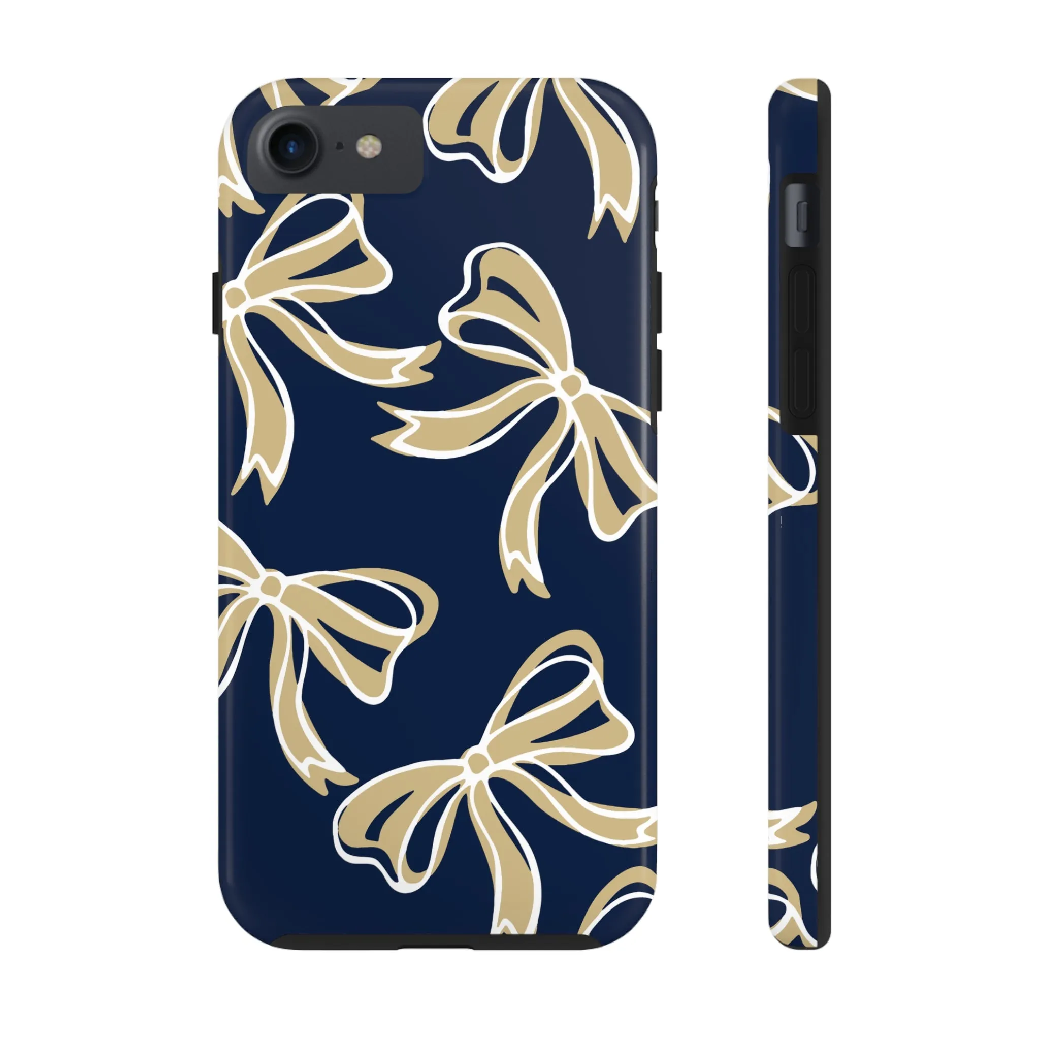 Trendy Bow Phone Case, Bed Party Bow Iphone case, Bow Phone Case, College Case, Bow Gifts, Navy and Gold, GW University, Bow Aesthetic