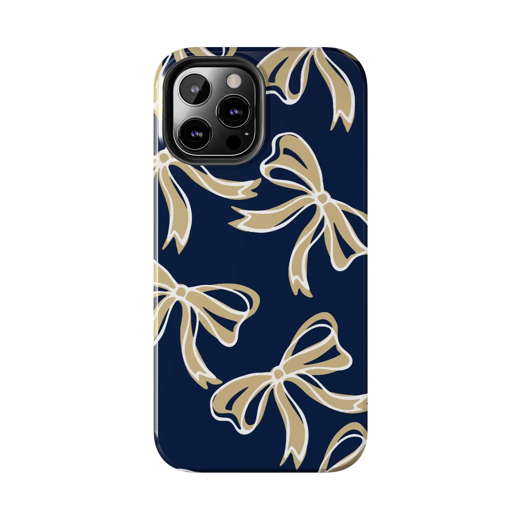 Trendy Bow Phone Case, Bed Party Bow Iphone case, Bow Phone Case, College Case, Bow Gifts, Navy and Gold, GW University, Bow Aesthetic