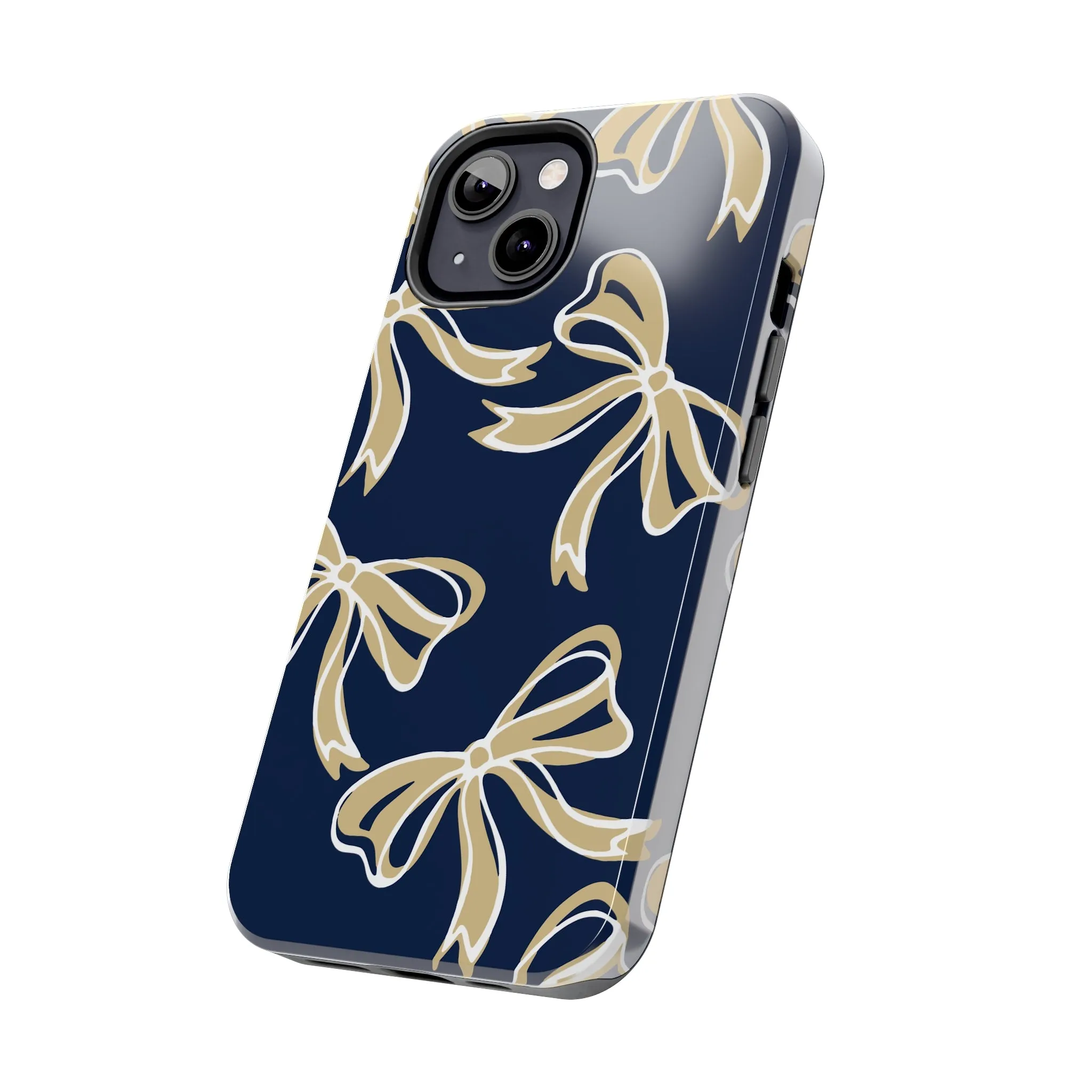 Trendy Bow Phone Case, Bed Party Bow Iphone case, Bow Phone Case, College Case, Bow Gifts, Navy and Gold, GW University, Bow Aesthetic