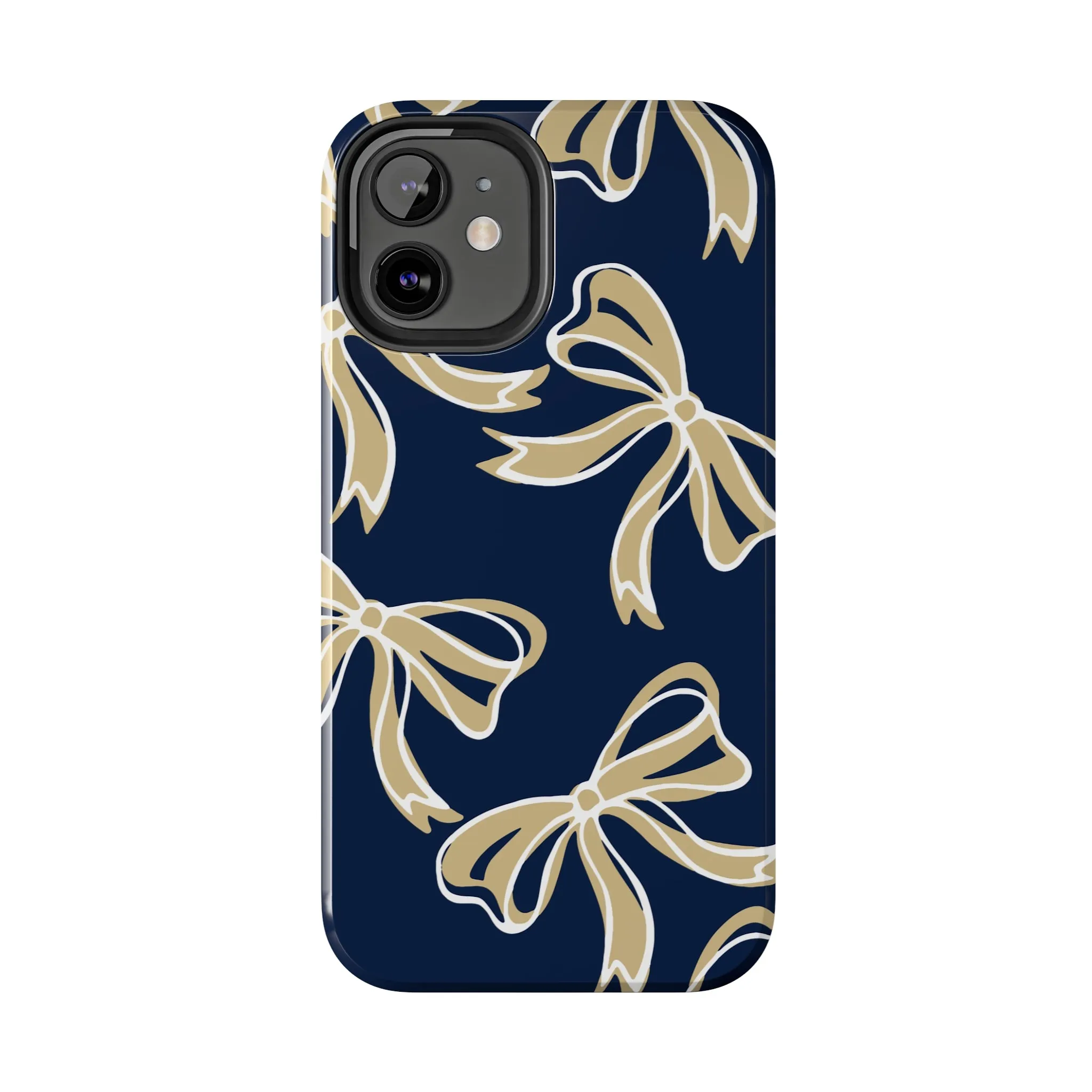 Trendy Bow Phone Case, Bed Party Bow Iphone case, Bow Phone Case, College Case, Bow Gifts, Navy and Gold, GW University, Bow Aesthetic