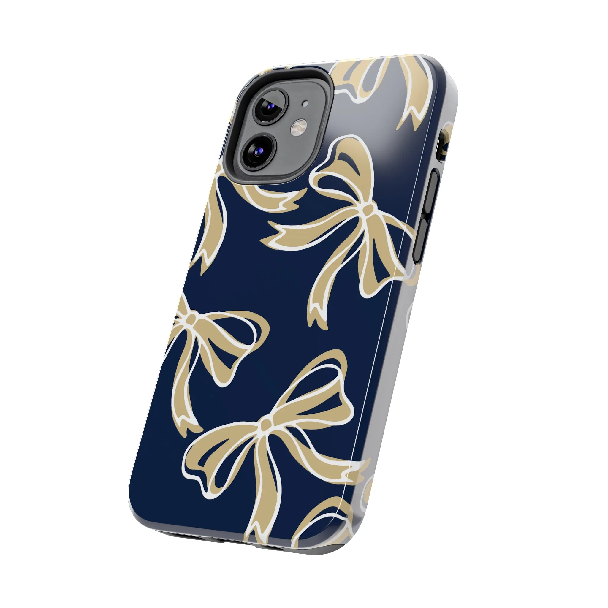 Trendy Bow Phone Case, Bed Party Bow Iphone case, Bow Phone Case, College Case, Bow Gifts, Navy and Gold, GW University, Bow Aesthetic