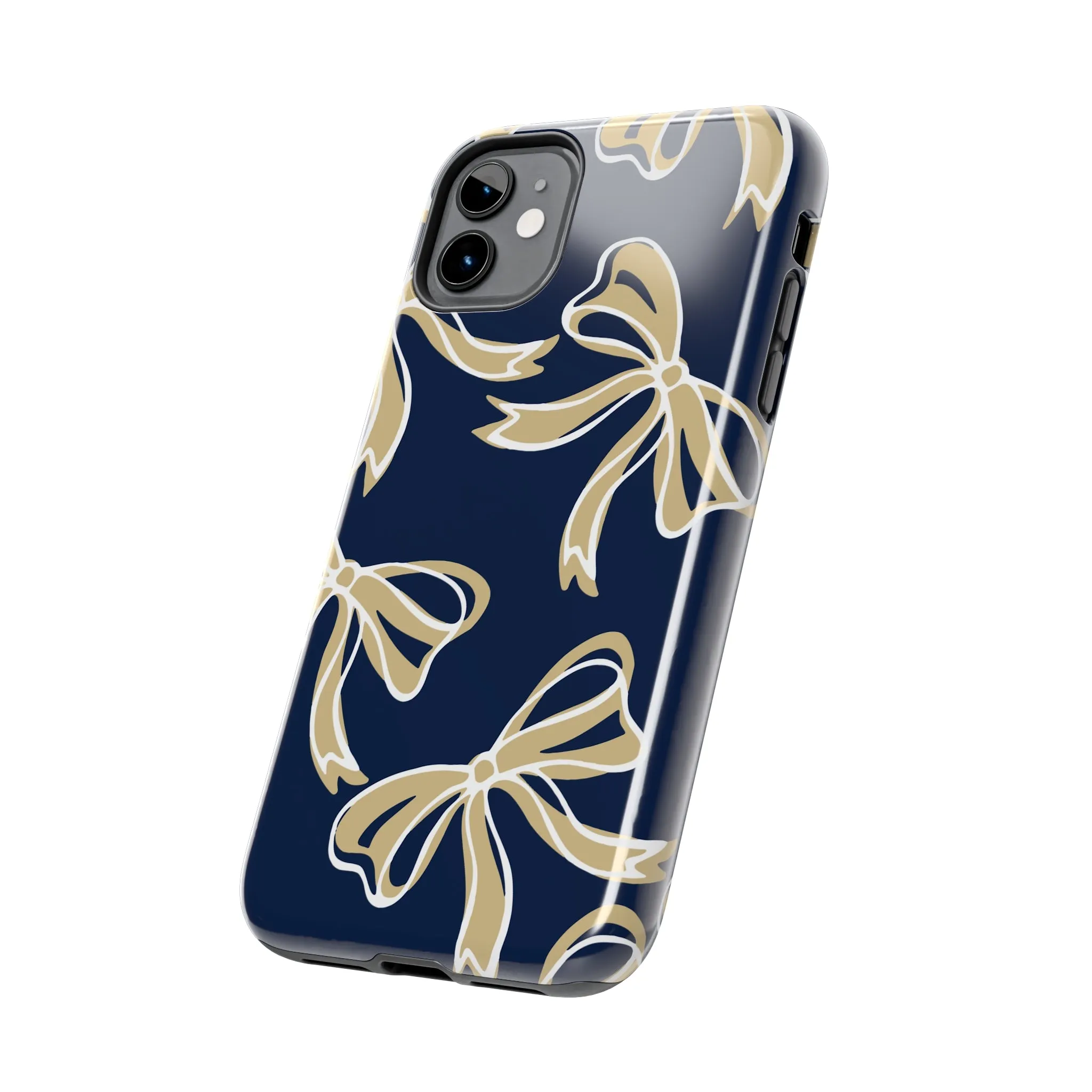 Trendy Bow Phone Case, Bed Party Bow Iphone case, Bow Phone Case, College Case, Bow Gifts, Navy and Gold, GW University, Bow Aesthetic