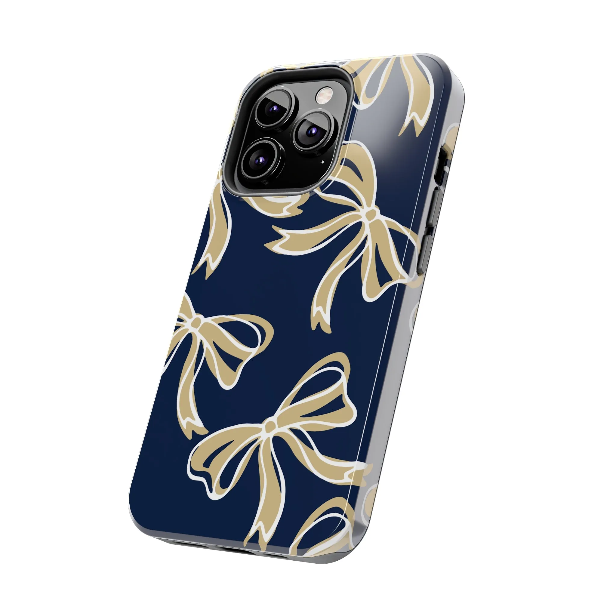 Trendy Bow Phone Case, Bed Party Bow Iphone case, Bow Phone Case, College Case, Bow Gifts, Navy and Gold, GW University, Bow Aesthetic