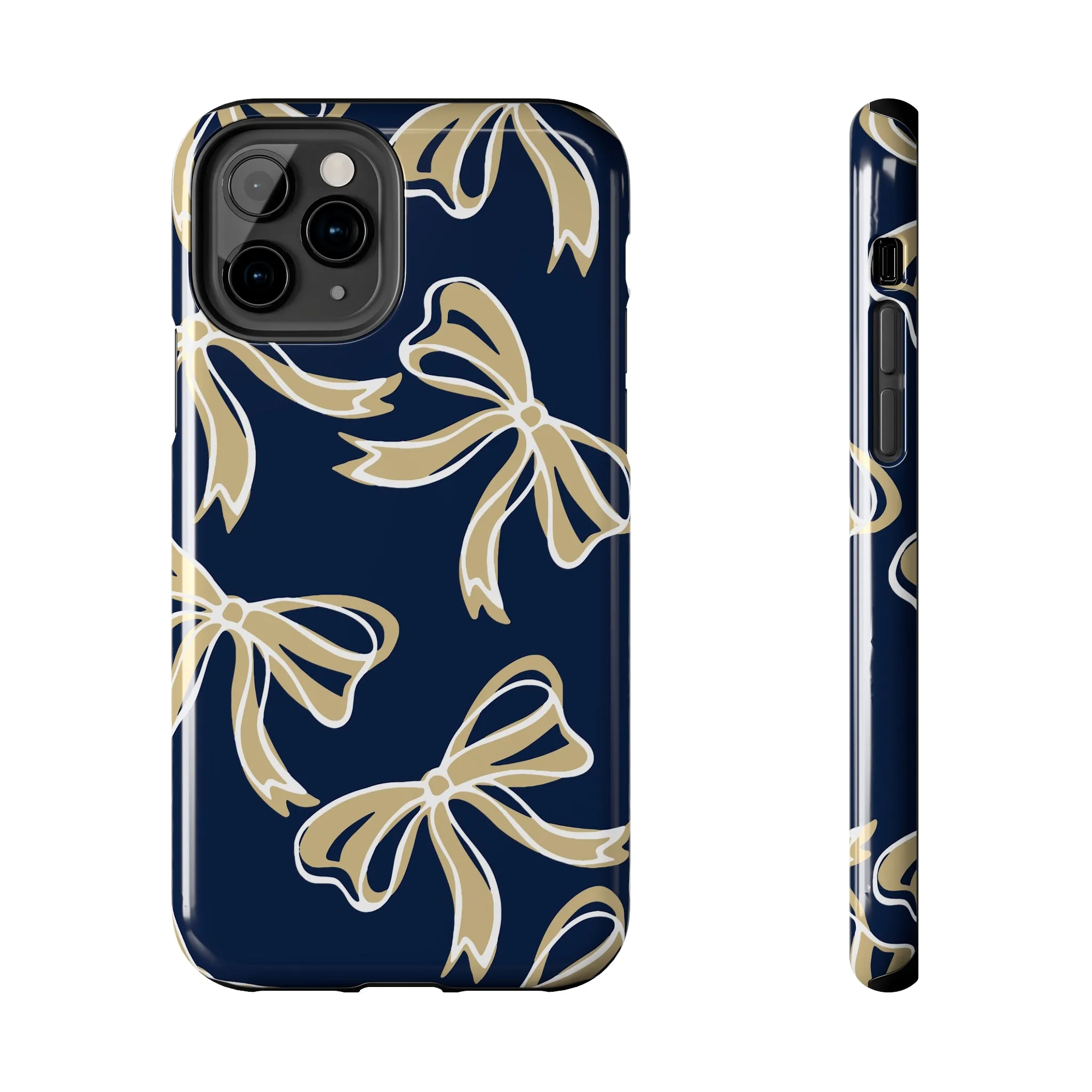 Trendy Bow Phone Case, Bed Party Bow Iphone case, Bow Phone Case, College Case, Bow Gifts, Navy and Gold, GW University, Bow Aesthetic