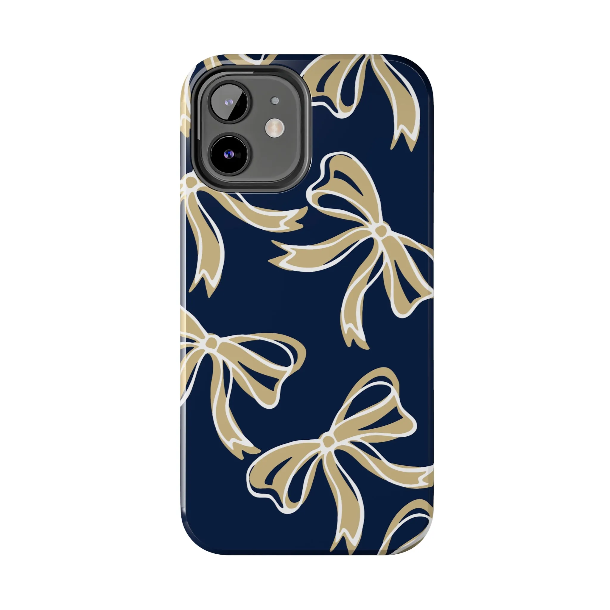 Trendy Bow Phone Case, Bed Party Bow Iphone case, Bow Phone Case, College Case, Bow Gifts, Navy and Gold, GW University, Bow Aesthetic