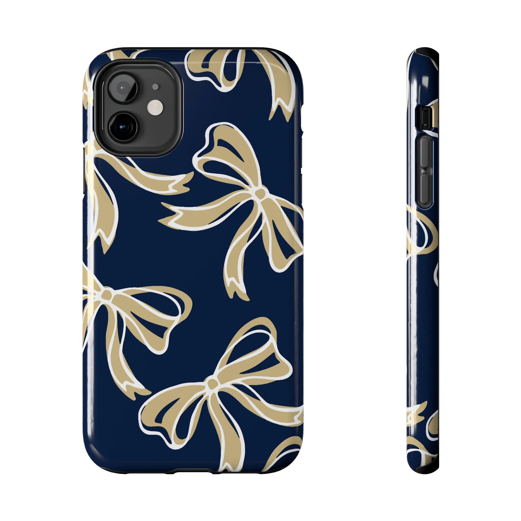 Trendy Bow Phone Case, Bed Party Bow Iphone case, Bow Phone Case, College Case, Bow Gifts, Navy and Gold, GW University, Bow Aesthetic